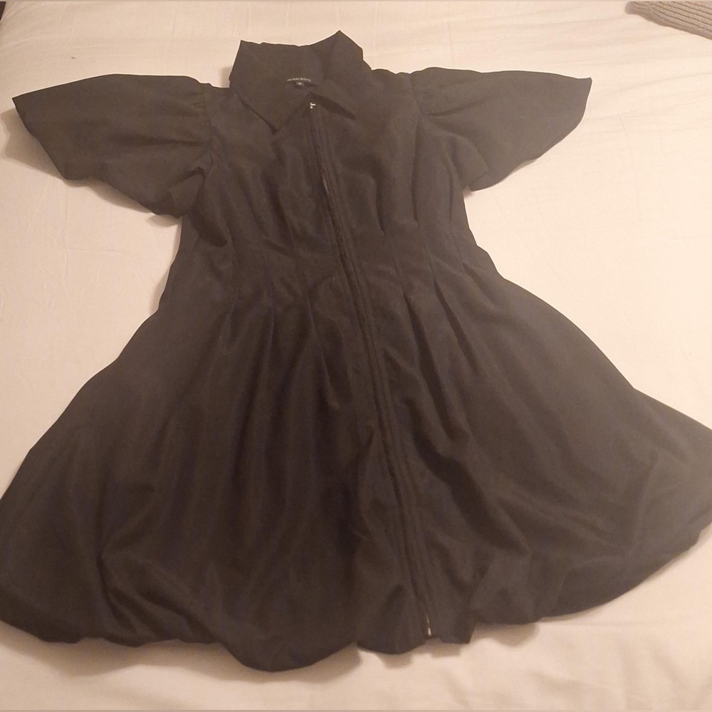 Olivaceous Tess Bubble Hem Black Zip Mini Dress Size M Elegant